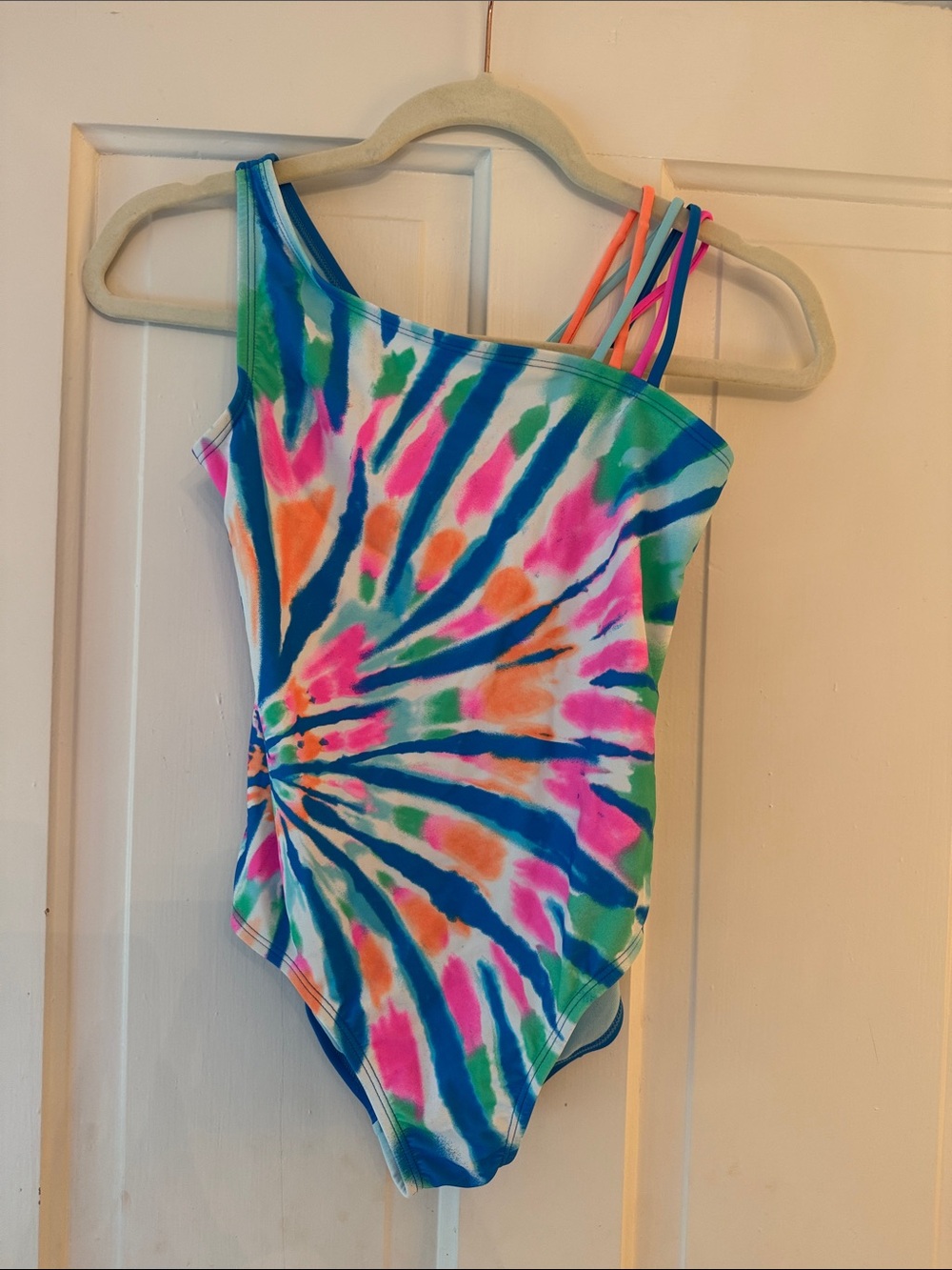 Kids Tie-Dye One-Shoulder One-Piece Swimsuit - Multicolor